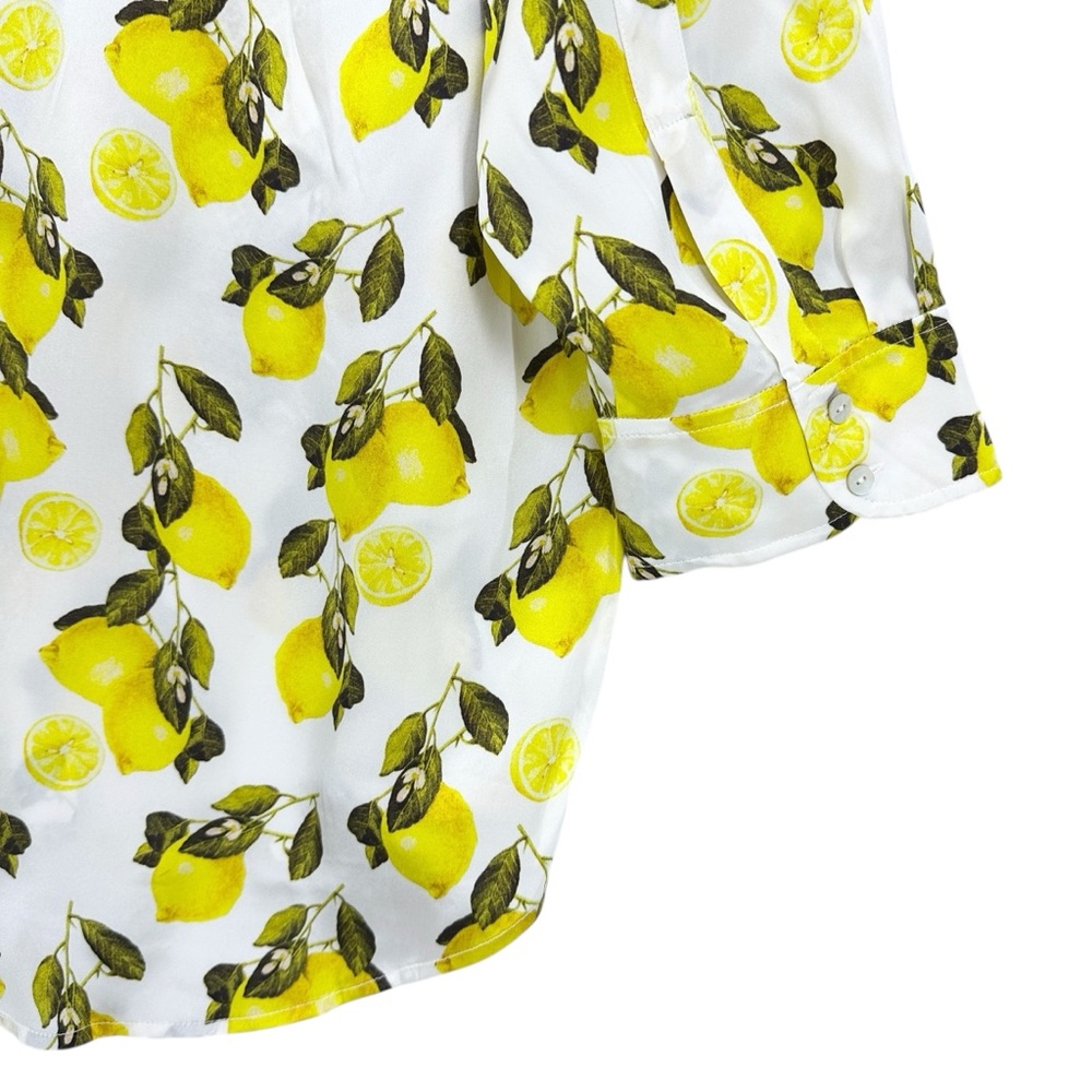 L'AGENCE Lemon Print Blouse - White and Yellow - Picture 7 of 9